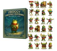 Calendrier de compte à rebours de Noël Froggy, « LE REBELLE DE LA LUMIÈRE », calendrier de l'Avent de 24 jours avec mini figurines de grenouille, courage et chaleur (1PCS)
