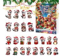 Calendrier de compte à rebours de Noël jouet | 24 jours de compte à rebours de Noël 2D acrylique mignons chats décoration de sapin de Noël - Ornements festifs - Pour femmes, hommes, enfants et