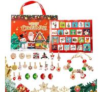 Calendrier de compte à rebours de Noël | Kit de fabrication de bracelets à breloques de Noël sur 24 jours, kit de fabrication de bijoux pour fille, adolescente, femme, vacances, anniversaire, sœur