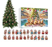 Calendrier de compte à rebours de Noël - Matériau acrylique plat léger, minuterie de vingt-quatre jours, breloque sur le thème des animaux, décoratif d'arbre festif | Ornement de vacanc