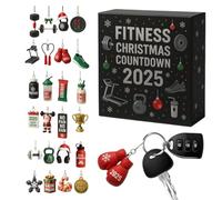 Calendrier de compte à rebours de Noël, ornement en acrylique 2D 24 jours, accessoires de fitness, décorations de Noël pour la fête de vacances d'hiver dans la salle de sport à la maison près de la