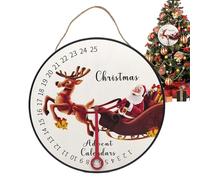 Calendrier de compte à rebours de Noël - Panneau de compte à rebours pour le mur de Noël - Calendrier de l'Avent avec murale en bois - Horloge de compte à rebours