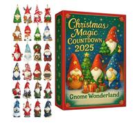 Calendrier de compte à rebours de Noël - Pendentif 2D 2025, ornements de gnome 24 jours, décoration de vacances, présentoir d'étagère de cheminée pour salon, chambre à coucher, couronnes de rebord de