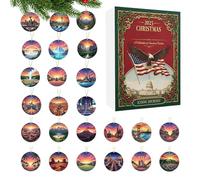 Calendrier de compte à rebours de Noël | Pendentif de l'Avent 2D de 24 jours | Calendrier de vacances avec monuments américains - Pour et adultes collectionneurs explorent l'arbre de porte