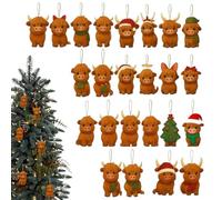 Calendrier De Compte À Rebours De Noël,Pendentif De Vache En Acrylique 2D | Décoration De Sapin De Noël Avec Vache Des Highlands Pour 24 Jours - Pour Célébration De Fenêtre Pour Vacances D'Hiver À La