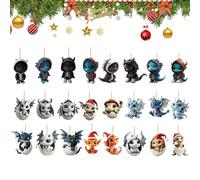 Calendrier de compte à rebours de Noël - Pendentif dragon plat 2D pour décoration de scène, calendrier de compte à rebours 24 jours pour Noël, pour filles, petites-filles, familles, amis, adolescents