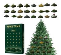 Calendrier De Compte À Rebours De Noël,Pendentif Fête 2D 2025 - Ornement Tank Réaliste Calendrier Compte À Rebours,Pour Adultes Collectionneurs Passionnés D Histoire Fenêtre Intérieur Mur