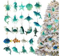 Calendrier de compte à rebours de Noël - Pendentifs de l'Avent en acrylique 2D | Breloque en forme d'animaux marins pour adultes et , fête d'anniversaire, table d'entrée, salon, fenêtre, porte