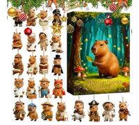 Calendrier de compte à rebours de Noël | Pendentifs en acrylique 2D, décoration d'arbre Capybara compte à rebours de 24 jours - pour voiture, salle de classe, bas de Noël, arbre de jardin, célébration