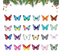 Calendrier de compte à rebours de Noël, pendentifs esthétiques en acrylique 2D, décoration papillon de 24 jours, calendrier de vacances avec motifs colorés et acrylique robuste, compte à rebours