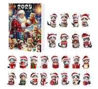 Calendrier De Compte À Rebours De Noël Pour Chats 2025 | Calendrier De Noël 24 Jours Avec Décorations De Chat En Acrylique 2D | Décoration De Sapin De No-ël En Forme De Chaton Pour La Maison (B)