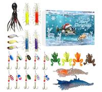 Calendrier de compte à rebours de Noël pour pêcheurs, 24 jours de l'Avent jusqu'à - Kit avec appâts de pêche - Pour ruisseau, lac, rivière, truite, perche, homme, père, adolescent, pêcheur, chaussette