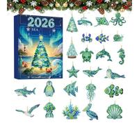 Calendrier de compte à rebours de Noël sur le thème du lac - Décoration en | Calendrier de compte à rebours de 24 jours à suspendre pour fête de Noël, arbre de Noël, maison, mur et fenêtre