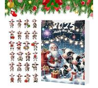 Calendrier de compte à rebours de Noël : thème du Père Noël, 24 breloques amusantes en 2D, lumière de table LED décorative avec fonction de luminosité | Cadeaux de Noël idéaux, souvenirs de fie