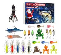 Calendrier De Compte À Rebours De Pêche - 24 Jours 2025 Cadeaux de Fête Appât de Pêche - Calendrier De Compte À Rebours Kit D'Appât Pour Poisson Noël,Pour Eau Douce Et Salée Rivière Truite Bar Pour Ho
