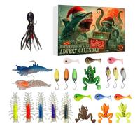 Calendrier De Compte À Rebours De Pêche,24 Jours 2025 Cadeaux de Fête Appât de Pêche - Calendrier De Compte À Rebours Kit D'Appât Pour Poisson Noël | Pour Eau Douce Et Salée Rivière Truite Bar Pour Ho