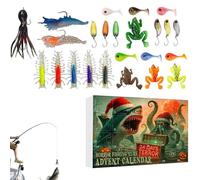 Calendrier De Compte À Rebours De Pêche | Appât De Pêche 24 Jours | Set D Appâts Pour Poisson Calendrier De Compte À Rebours De Noël | Pour Eau Douce Et Salée Rivière Truite Bar Pour Hommes