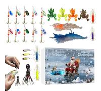 Calendrier De Compte À Rebours De Pêche De Noël,24 Jours De L'Avent De Noël - Kit De Leurres De Pêche | pour Papa Petit Ami Adolescents Hommes Pêcheurs Lac Rivière Perche Truite Eau Douce Eau Salée