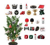 Calendrier de compte à rebours de tennis de table de Noël - Ornements | Le tennis de table dispose de 24 jours d'ornements de sport en acrylique 2D pour construire l'excitation quotidienne des