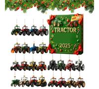 Calendrier de compte à rebours - Décorations de Noël en acrylique 2D pour sapin de Noël avec tracteur de 24 jours | Jolie décoration à suspendre pour véhicule agricole pour affichage du vent