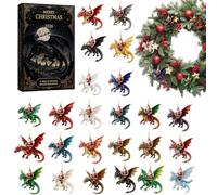 Calendrier de compte à rebours des fêtes 24 Jours Acrylique 2D Père Noël | Ornement Dragon Décor Noël Avent Pour Salon Chambre Arbre Couronne Mur Fenêtre Porte
