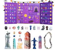 Calendrier de compte à rebours des vacances : collection de cristaux de 24 jours, pierres énergétiques décoratives, boîte de gemmes scintillantes pour jeu de vacances | Décoration de Noël paire