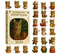 Calendrier de compte à rebours des vacances - Pendentif mural en acrylique 2025, ornement décoratif festif, présentoir plat à suspendre, motif petit chat adorable, décoration de cadeau de Noël, pièce