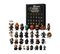 Calendrier de compte à rebours d'Halloween 2025, boîte de l'Avent avec figurines, 31 nuits de peur, poupée d'horreur, mini ornements et breloques à suspendre (31 jours)