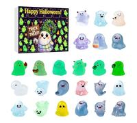 Calendrier de compte à rebours d'Halloween - Calendrier de comptage de figurines mini fantômes de 24 jours, centre de table lumineux pour étagère de cuisine bibliothèque chambre d'étudiant salon