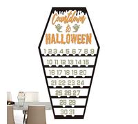 Calendrier de compte à rebours d'Halloween - Calendrier de l'Avent en bois | Panneau amusant en forme de cercueil pour la décoration | Présentoir de table effrayant en bois pour la maison, le bureau