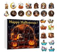 Calendrier de compte à rebours d'Halloween de 24 jours - Ornements en acrylique - Décoration effrayante sur le thème du livre pour arbres d'Halloween et maison