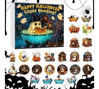 Calendrier de compte à rebours d'Halloween de 24 jours - Ornements en acrylique - Décoration effrayante sur le thème du livre pour arbres d'Halloween et maison