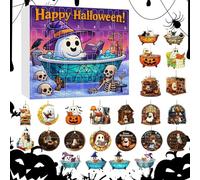 Calendrier de compte à rebours d'Halloween de 24 jours - Ornements en acrylique - Décoration effrayante sur le thème du livre pour arbres d'Halloween et maison