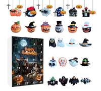 Calendrier de compte à rebours d'Halloween - Décoration de statue effrayante - Couronne de l'Avent de 24 jours - Avec figurines étranges - Pour étagère de cheminée, bureau, rebord de fenêtre