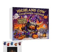 Calendrier de compte à rebours d'Halloween, décoration de vacances 2025, 32 x 29 cm, décorations de nain de 24 jours, design acrylique 2D, affichage décoratif festif pour fille, fils, filles, garçons