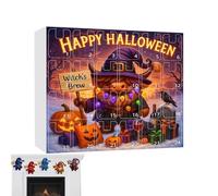Calendrier de compte à rebours d'Halloween, décoration de vacances 2025, 32 x 29 cm, décorations de nain de 24 jours, design acrylique 2D, affichage décoratif festif pour fille, fils, filles, garçons