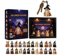 Calendrier de compte à rebours d'Halloween | Figurines de fantôme 2026 24 jours avec lumières | Compte à rebours jusqu'à la décoration de fantôme d'Halloween | Pour , adolescents, adultes