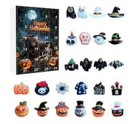 Calendrier de compte à rebours d'Halloween - Statues effrayantes - Décoration pour - Couronne de l'Avent de 24 jours avec figurines étranges pour cheminée, bureau, rebord de fenêtre, décoration de la