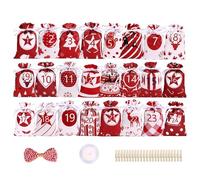 Calendrier De Compte À Rebours DIY - Cordon De Serrage En Satin 10x15 Cm, Sac Cadeau Décoratif, Sac En Satin Réutilisable | Présentoir D'ornements Faits À La Main, Projet De Décoration De Noël Créatif