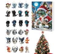 Calendrier de compte à rebours d'ornements de Noël, calendrier à pendentif dragon plat pour compte à rebours, souvenir de collection en acrylique pour clôture, salon, cheminée, arbre, fenêtre, mur