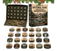 Calendrier de compte à rebours du parc national - 24 épingles en acrylique | Badge de parc compte à rebours, ornements plats en acrylique, souvenirs d'extérieur | Décoration de voyage pour les familles
