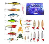 Calendrier De Compte À Rebours Du Pêcheur | 24 Jours Calendrier De L'Avent Leurres De Pêche - Kit Leurres Appâts Festifs Saisonniers Cadeau Père Noël Passion Décoration Maison Extérieur