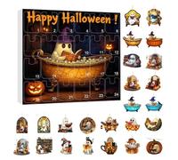 Calendrier de compte à rebours effrayant - Pendentif fantôme d'Halloween, ornement de lecture en acrylique sur 24 jours, affichage saisonnier interactif, élément décoratif amusant, ensemble d'activité