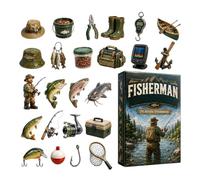 Calendrier de compte à rebours en acrylique 2D avec breloques de pêche | Calendrier compte à rebours sur le thème du pêcheur pour mari, petit ami, grand-père, adolescent, pêcheur, adulte, famille