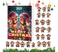 Calendrier de compte à rebours en acrylique avec ornement de singe - Pendentif suspendu 2D de 24 pièces, ensemble d'affichage décoratif amusant | Parfait pour la salle de voiture, le bureau, l'apparte