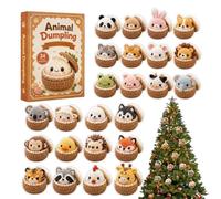 Calendrier de compte à rebours en acrylique de 24 jours pour la saison des | Adorables raviolis en forme d'animaux avec anneaux à suspendre pour arbres, bureaux et sacs lors des célébrations festives