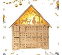 Calendrier de compte à rebours en bois à peindre avec lumière LED 24 jours | Compte à rebours de Noël en bois avec 24 jours - Boîte de rangement à remplir avec lumières LED - À peindre soi-même