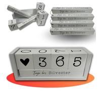 Calendrier de compte à rebours en bois, compteur de jours blanc, 100% bois (MDF), imprimé, dans une boîte à fenêtre.