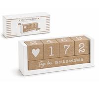Calendrier de compte à rebours en bois de qualité supérieure avec 8 motifs - « Jours à » - Vacances, mariage, naissance, retraite, anniversaire - Calendrier de table durable avec cubes et cœur - 3