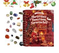 Calendrier de compte à rebours en - Coffret cadeau en naturel de 24 jours pour l'énergie de , kit de collection décoratif avec différentes pierres précieuses, calendrier de